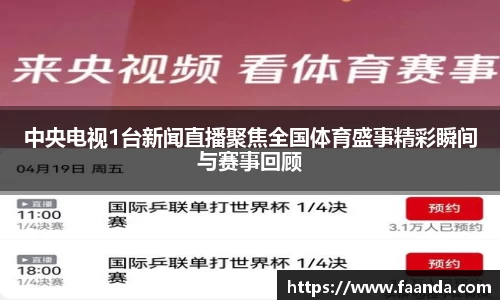 中央电视1台新闻直播聚焦全国体育盛事精彩瞬间与赛事回顾