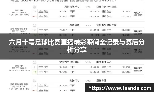 六月十号足球比赛直播精彩瞬间全记录与赛后分析分享